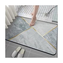 목욕 매트 흡수 속건 발 닦아 미끄럼 방지 항균 탈취 욕실 씻을 수 있는 북유럽 대리석 무늬 세련된 화장실 순간 다리 부드러운 자유 컷, 60*90cm