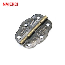 NAIERDI 20pcs 청동 캐비닛 경첩 빈티지 도어 캐비닛 서랍 가구 피팅에 대 한 나사와 장식 보석 상자 경첩
