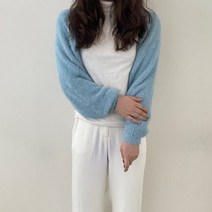 VANANA2 여성 부들부들 따듯 크롭 포인트룩 데일리 무지 벌룬 소매 색감맛집 여리여리핏 캐주얼 꾸안꾸 볼레로 가디건 4color