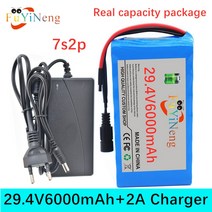 24V 6Ah 7S2P 18650 리튬 이온 충전식 배터리 팩 29.4v6000mAh 전기 자전거 바이크 오토바이 균형 스쿠터 29.4V 2A 충전기