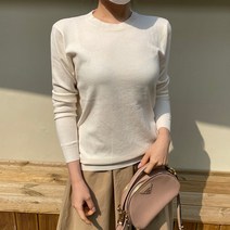 데일리앤 파스텔 부드러운 무지 라운드넥 긴팔 여성 니트 티셔츠