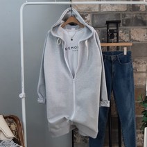 상상그이상 여성용 국내제작 롱후드집업 탄탄한 줄어듦없는 가성비 좋은 무지후드티 루즈핏 간절기 필수템 힙가려주는 롱기장 트레이닝 후드집업