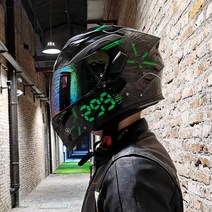 Ai Shi 헬멧 남녀 전기 오토바이 기관차 오픈 페이스 안전 블루투스 성격 여름, 그린퀵컬러미러