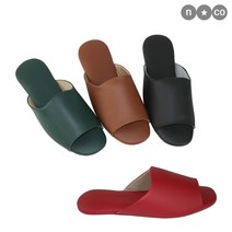 엔스타코 PU 가죽 거실화 실내화 여성 레자 실내 슬리퍼 M, 딥레드(이월할인)