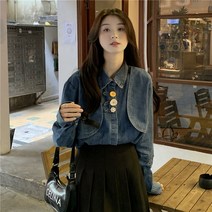 2022 여성 탑 셔츠 봄디자인감 데님 셔츠 봄옷