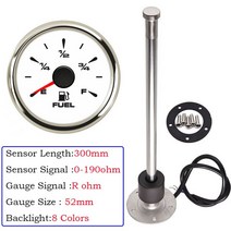 게이지연료보트 낚시배 바다낚시 레저 밸리 선외기엔진 8색 백라이트 연료 레벨 게이지 오일 액체 탱크 표, 09 With 300mm sensor