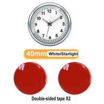 아날로그 시계 디지털 차량용 미니 자동차 쿼츠 범용 스틱 온 전자 대시 보드 야광운 장식 SUV 액세서리 130091, 40mm White