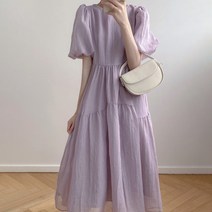 허그허그 / 세미퍼프 실루엣 원피스