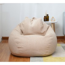 빈백 １인 에어 리클라이너 소파 쿠션 의자 코튼 싱글 레이지 소파 커버 편안한 빈백 침대 충전재 미포함, 08 beige_03 90x110cm