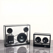 트랜스페어런트스피커 투명 인테리어 거실 카페 디자인 감성 스피커, 화이트 사각 소형 업그레이드