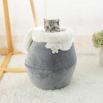 고양이 항아리 숨숨집 쿠션 하우스 겨울 보온, 그레이