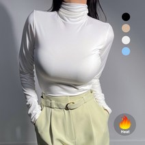 [러브유] 여성 기능성 발열내의 기본핏 긴팔 목티 겨울 보온 목폴라 이너 폴라티(4색상)