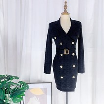 더블 버튼 원피스 날씬한 수트 슬림하고 자켓 여자 봄 세로 스트라이프 코디 정장