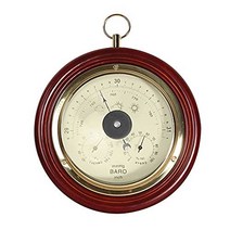 Ambient Weather WS-M0921THB 8” Cherry Finish Tan Dial Traditional Barometer with Temperature and Hum, 1
