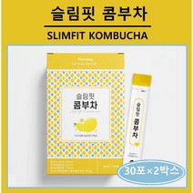 콤부차 레몬맛 스틱 분말 가루 파우더 슬림핏 애플사이다비기너 사과초모식초 독일산 100% 홍차추출분말 혼합유산균 주스 차 티 물 먹는법 추천 홈쇼핑 에너데이, (2박스), **슬림핏콤부차스틱 (5g×30포)**