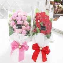 장미 15 송이 비누꽃 꽃다발 성년의날 부부의날 선물 입학 졸업, 장미15송이꽃다발핑크, 장미15송이꽃다발핑크