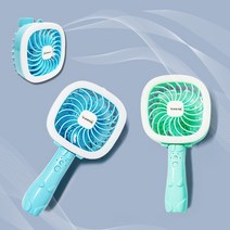 접이식 핸디선풍기 LED라이트 캠핑 휴대용 탁상용 무선 핸드스트랩, 블루