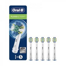 전동칫솔 교체 브러시 헤드 오랄비 FlossAction Electric Toothbrush Replacement Brush Heads Refills 5 Count, 화이트, 5 Count (Pack of 1)