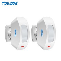 TOWODE 무선 PIR 동작 감지기 433Mhz 홈 보안 창 커튼 알람 센서 W18 W20 G18 K52 G60 경보 시스템과 함께 작동, 2 pcs