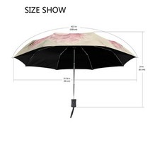 빈티지 초라한 꽃 프린트 여성 비 우산 세련된 핑크 장미 세 접는 소녀 내구성 휴대용 우산 자동 parapluie