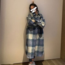 빅사이즈 미디 긴팔 셔츠 가을 빈티지 체크 코트 FC2995