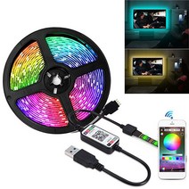 인테리어조명센서등블루투스 USB 5V RGB LED 스트립 조명 5050 컨트롤러 1M 2M 3M 4M 5M 유연한 다이오드, 한개옵션1, 01 1m full set