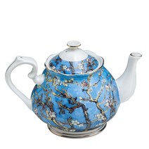 Zhijing 1000ml 뼈 중국 차 냄비 반 고흐 그림 주전자 세라믹 찻 주전자(Blue), 파란색