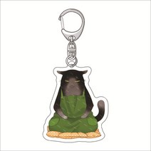 야무진 고양이는 오늘도 우울 아크릴 굿즈 열쇠고리 펜던트, 1개, A