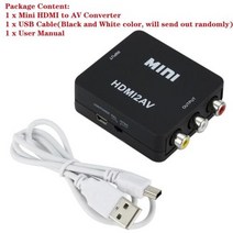 HDMIRCA 컨버터 호환 AVCVSB LR 비디오 박스 HD 1080P 19201080 60Hz HDMI2AV 지원 NTSC PAL 출력 HDMIToAV, Black+ 05m