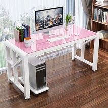 제일퍼니처 디자인굿 강화유리 위생 책상 컴퓨터 PC 철제 사무용 게이밍, 뉴아트_강화유리책상_선택26:화이트핑크(W120cm)