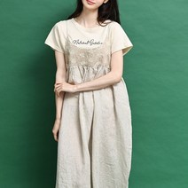 내추럴가든 플라워 펀칭 린넨 끈원피스
