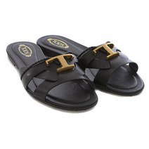 토즈 명품토즈 23FW 금장 T 로고 스트랩 플랫 샌들 블랙 XXW0OV0CV00 NB6 B999