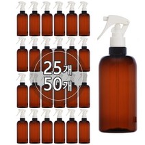 [25개묶음판매] 미니건스프레이용기(S형) 100ml 120ml 150ml 200ml 250ml 300ml 500ml, 500ml(원형) 갈색용기, 투명캡, 25개