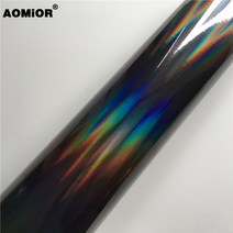 자동차랩핑지 차량램핑 캠핑카랩핑 래핑 인기있는 블랙 레인보우 크롬 레이저 비닐 48, 검은 색, 152x40cm