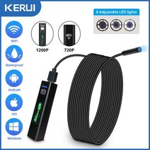 KERUI 1200P 와이파이 내시경 IP67 방수 HD 무선 검사 뱀 카메라 USB 내시경 자동차 안드로이드 IOS 스마트 폰, 협력사, 3.5m, 720P 소프트 케이블