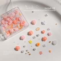 장미꽃 혼합 네일스톤, YH269-01, 1개