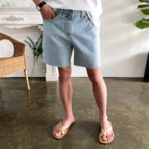 웨일즈 난스판 모더니즘 밑단 컷팅 하프 데님 청 반바지 (3 Colors)