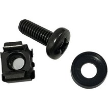 Lancher 60 팩 M6 x 16mm 나사 및 케이지 너트 서버 선반 캐비닛 랙 마운트 1U 2U 6U 12U 스크류 블랙, 60팩 M6 스크류 케이지 너트