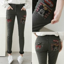 보이미키 겨울 기모 여성 스판 밴딩 배기 팬츠 여자 베기 빅사이즈 편한 인생 따뜻한 캐릭터 카키 그린 초록 9부 긴 바지