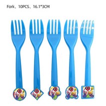 새로운 무지개 친구 생일 파티 장식 알루미늄 호일 풍선 일회용 식기 용품 배너 배경, Fork - 10pcs