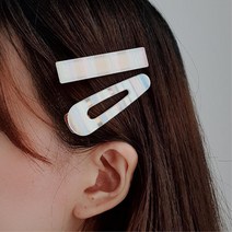 컬러 배색 여성 머리핀 집게핀 여성스러운헤어핀, 1개, 6  로시물방울사각집게핀 레드