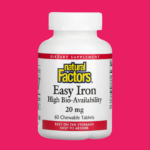 내추럴팩터스 Easy Iron 철분 20mg 식이섬유 츄어블 60정