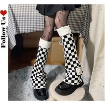 레그워머 발토시 펑크 다크 체크 무늬 레그 워머 일본 하라주쿠 액세서리 럭셔리 디자인 브랜드 여성 JK 웜 슬러치 허벅지 하이 양말 부츠 커버