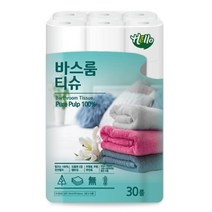 헬로 바스룸티슈 천연펄프 3겹 데코 롤화장지 30M, 30롤, 1팩, 30롤