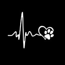 크리 에이 티브 블랙/화이트 사랑 개 발자국 ECG 자동차 스티커 자동 외관 액세서리 장식 자동차 장식 만화 데칼, 하얀색