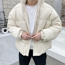 용된다 남자 겨울 코듀로이 오버핏 숏 패딩 점퍼