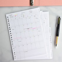A5 바인더용 인덱스 리필지 6매 3P 월간 플래너 속지