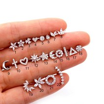 쉽고백팩 강아지 가방 아기띠 슬링백 켄넬 패션 316 스테인레스 스틸 미니 지르콘 연골 피어싱 스터드 귀걸, 02 Silver_02 2