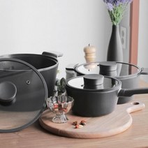 주방 혼족 위생 요리 전골 찌개 강화유리 세라믹코팅 4종 냄비세트, 불칸ㅡ18편+24양+24전+26곰