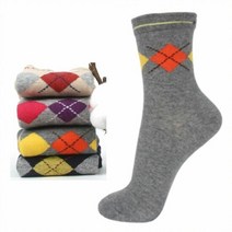 RT 여자 아가일 패턴 양말 중목 패션 삭스 면양말